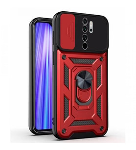 Kızaklı Tank Kılıf Xiaomi Redmi Note 8 Pro Kırmızı