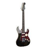 Guson SuperStrat HSS Elektro Gitar Quilted Siyah