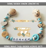 Sahi Aksesuar İsimli Bebek Emzik Zinciri ve İsimli Bebek Künye Seti BEZYI742