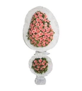 ÇİFT KAT PEMBE GERBERA ÇELENK
