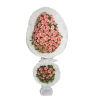 ÇİFT KAT PEMBE GERBERA ÇELENK