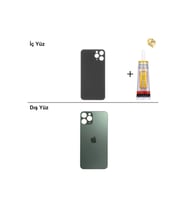 iPhone 11 Pro Max Yeşil Arka Kapak Arka Cam Batarya Kapağı Lazer Kesim Kapak Pil Kapağı + B-7000 Yapıştırıcı