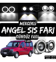 Fiat Doblo D1 2000-2005 Uyumlu Mercekli Angel Sis Farı Metal 76 mm Beyaz Halkalı Gündüz Farı 2 Adet