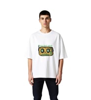 Eski Ama Altın Tasarımı Baskılı Erkek Oversize Tişört