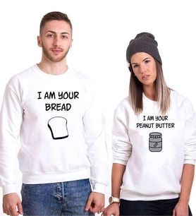 Tshirthane Fıstık Ezmesi Ekmek Sevgili Kombinleri Sweatshirt Kombini (Tek Ürün Fiyatıdır.)