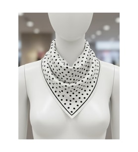 Beyaz Puantiyeli Fular Bandana Estascarf 48x48 Cm