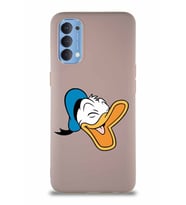 Oppo Reno 4 Soft Premier Kapak Donald Duck-E Tasarımlı Silikon Kılıf - Pudra (Şeffaf)