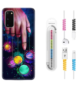Samsung A02S A03S A10 A12 A13 A21S A22 Kılıf Kablo Koruma Spiral Silikon Finger planet 1740