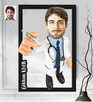 Kişiye Özel 3D  Ahşap Tablo Doktor Erkek 30x40 -8