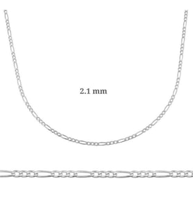 2.1 mm Gümüş Figaro Zincir - 0.60 mikron
