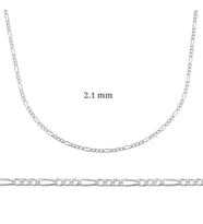 2.1 mm Gümüş Figaro Zincir - 0.60 mikron