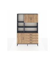 Arges Gardrop 8 Raflı 4 Çekmeceli 3 Kapaklı 132x30x195 Antrasit-Çam