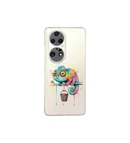 Huawei P50 Pro ile Uyumlu Splash Bukalemun Tasarımlı Şeffaf Silikon Kılıf