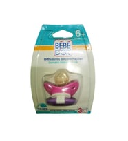 Bebedor 6+ Ay Damaklı Silikon Emzik 133Pembe bağlatı beyaz sap leylak