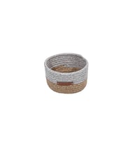 Koza Home Cesta Kulplu El Yapımı Pamuklu Natural Gri Hasır Dekoratif Sepet 15cm 9018