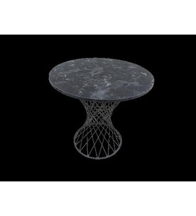 Masa 17445 OPTİMALY tel sepet POTA Model Metal Çelik Siyah mermer tabla El Yapım