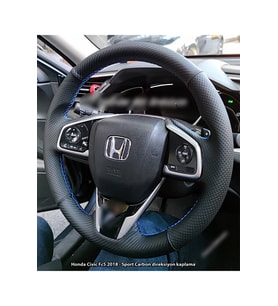 Honda Civic Fc5 Araca Özel Direksiyon Kılıfı (Karbon Nokta Mavi Dikişli)