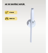 40W LED Kavisli Aplik – 3 Renk Işık (Sarı/Beyaz/Gün Işığı) Krom Modern Duvar Aydınlatması