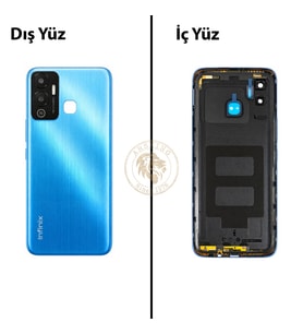 Infinix Hot 12 Play Mavi Uyumlu Lensli Arka Kapak Arka Cam Batarya Pil Kapağı Lazer Kesim Back Cover