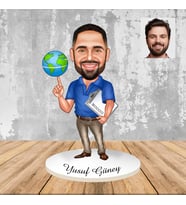 Kişiye Özel Coğrafya Öğretmenlerine Hediye Ahşap Karikatür Biblo