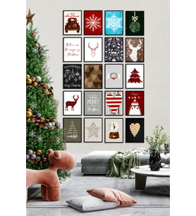 Çerçevesiz Çerçeve Görünümlü 20 Parça Yeniyıl  Seti Yılbaşı Seti  Mdf Tablo Seti Noel Set