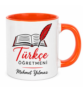 Porselen Turuncu Nescafe Fincanı-Türkçe Öğretmenine