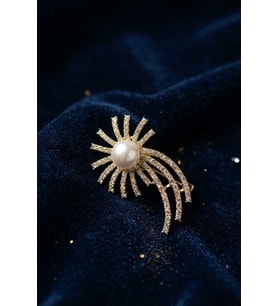 Gold Renk Zirkon Taşlı Halley Model Broş 5886 - SSSSSS2838-6441