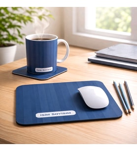 Kişiye Özel Hediye Seti  Kupa Bardak + Mouse Pad + Bardak Altlığı (3’lü Set)