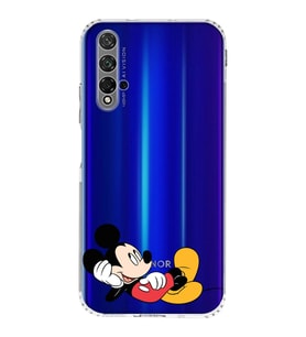 Huawei Honor 20  Kamera korumalı Kapak Mickey Mouse Tasarımlı  Şeffaf Kılıf