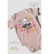 Uçtu uçtu 40'ım uçtu Kısa Kollu Bebek Body %100 Pamuk