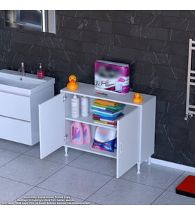 Modilayn SÖKE Küçük Alanlar İçin Akıllı Çözümler 90x75x32,5 cm’ lik 2 Kapaklı 2 Göz Raf Dolap