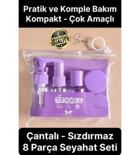 Deluxe 8 Parça Seyahat Banyo Seti Temizlik Şampuan Şişesi Sızdırmaz Çok Amaçlı Doldurulabilir Krem