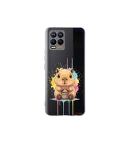 Realme 8 ile Uyumlu Splash Kapibara Tasarımlı Şeffaf Silikon Kılıf
