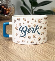 Kişiye Özel Tembel Hayvan Sloth Desenli Hediye Lüks Fincan İsimli İsim Yazılı (Mavi)