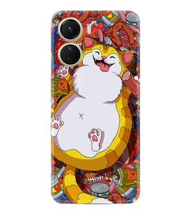 Vivo Y16 Kılıf Silikon Desen Özel Seri Tombul Kedi 1739