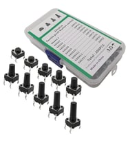 200 Parça Tact Switch Seti 6x6 Dip Kılıf 10 Farklı Boy Plastik Çantada