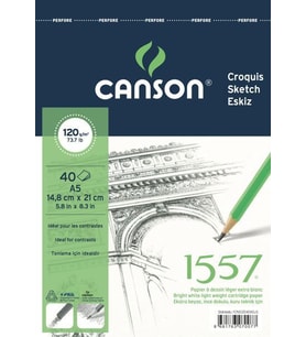 Canson 1557 Eskiz Defteri 120 gr. Üstten Spiralli A5 40 Sayfa 