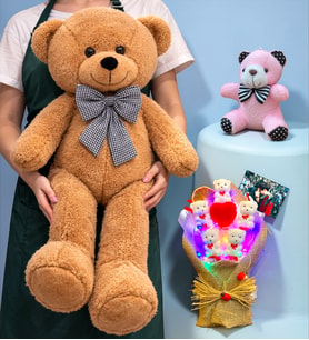 Premium Peluş Ayıcık Seti Kişiye Özel Fotoğraflı Tasarım Büyük Boy Kahve Ayıcıklı (Model 4)
