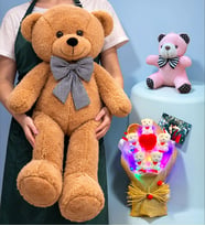Premium Peluş Ayıcık Seti Kişiye Özel Fotoğraflı Tasarım Büyük Boy Kahve Ayıcıklı (Model 4)