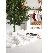 Yılbaşı Temalı Bubble Ağaç Altı Halısı, Yılbaşı Çam Ağacı Eteği 80x80 cm (Beyaz)