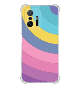 PrintiFy Xiaomi Mi 11T Pro Uyumlu Köşe Korumalı Renk Cümbüşü B Tasarımlı Şeffaf Silikon Kılıf