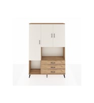 Arges Dolap 6 Raflı 3 Çekmeceli 3 Kapaklı 132x30x195 Çam-Aytaşı/Çam