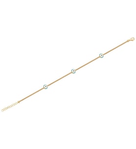Diamond Line-Gülaylar 14 Ayar Sarı Altın Nazar Boncuğu Bileklik