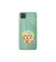 Huawei Y5P ile Uyumlu Splash Köpek Tasarımlı Şeffaf Silikon Kılıf