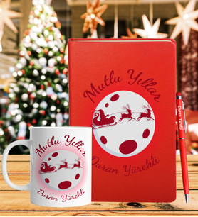 Yılbaşı İçin Kişiye Özel Tasarım Defter Kalem & Kupa Hediye Seti