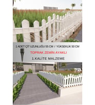 Dekoratif Plastik Bahçe ve Peyzaj Çiti 1 ADET ÇİT (Y: 50 CM / G: 55 CM) TOPRAK AYAKLI (Beyaz)