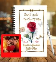 Sevgililer Gününe Özel Ahşap Defter Kalem &  Instagram Çerçeve Hediye Seti 15