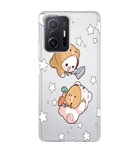 Xiaomi Mi 11T - 11T Pro Uyumlu Yıldızlı Ayıcıklar Tasarımlı Şeffaf Telefon Kılıfı