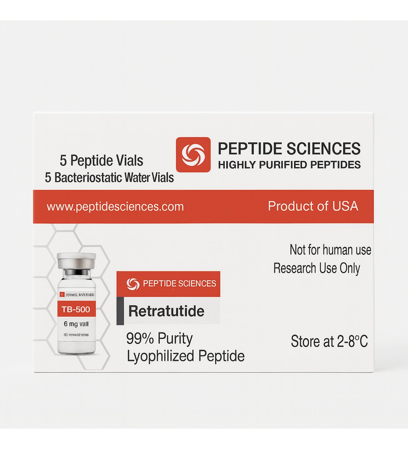peptide science retatrutide Peptide Sciences Retatrutide 6 mg 99% Saflık 5 Flakon
