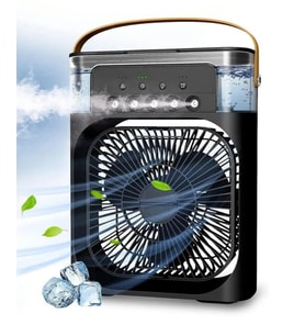 BF-07 TAŞINABİLİR SİYAH MASA ÜSTÜ RGB LED IŞIKLI SOĞUTUCU BUZLU FAN